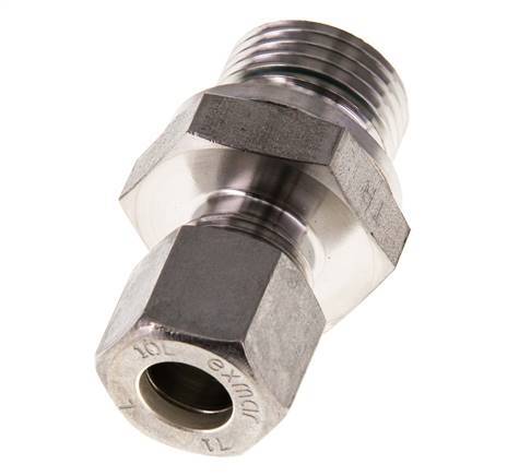 G 1/2'' Male x 10L Stainless steel Straight Compression Fitting with FKM Seal 315 Bar DIN 2353