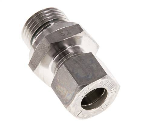 G 1/2'' Male x 12L Stainless steel Straight Compression Fitting with FKM Seal 315 Bar DIN 2353