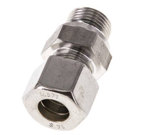G 1/2'' Male x 14S Stainless steel Straight Compression Fitting with FKM Seal 630 Bar DIN 2353