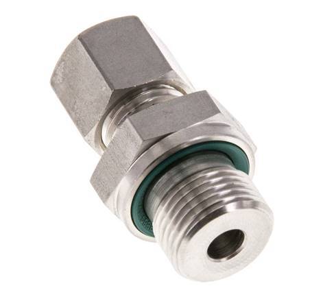 G 1/2'' Male x 18L Stainless steel Straight Compression Fitting with FKM Seal 315 Bar DIN 2353
