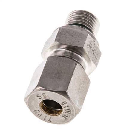 G 1/4'' Male x 8S Stainless steel Straight Compression Fitting with FKM Seal 630 Bar DIN 2353