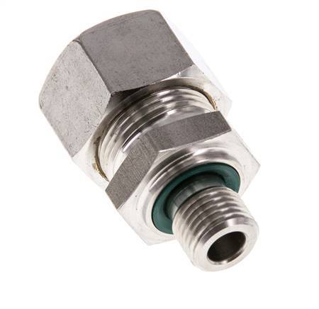G 1/4'' Male x 15L Stainless steel Straight Compression Fitting with FKM Seal 315 Bar DIN 2353