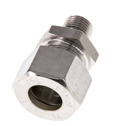 G 1/4'' Male x 15L Stainless steel Straight Compression Fitting with FKM Seal 315 Bar DIN 2353
