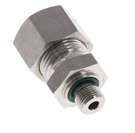 G 1/8'' Male x 12L Stainless steel Straight Compression Fitting with FKM Seal 315 Bar DIN 2353