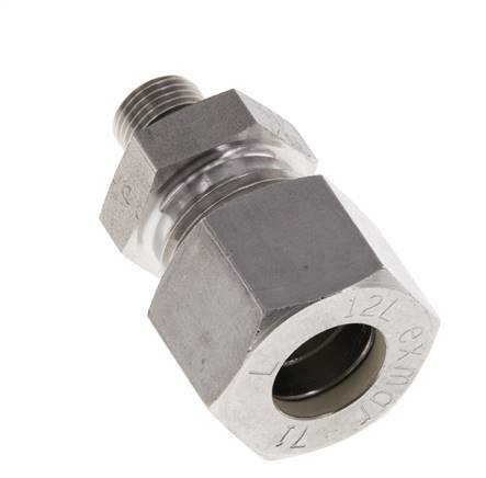 G 1/8'' Male x 12L Stainless steel Straight Compression Fitting with FKM Seal 315 Bar DIN 2353