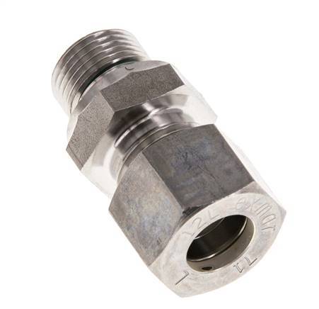 G 3/8'' Male x 12L Stainless steel Straight Compression Fitting with FKM Seal 315 Bar DIN 2353