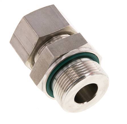 G 1 1/4'' Male x 25S Stainless steel Straight Compression Fitting with FKM Seal 400 Bar DIN 2353