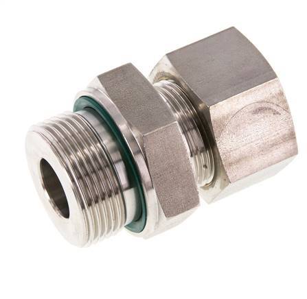 G 1 1/4'' Male x 25S Stainless steel Straight Compression Fitting with FKM Seal 400 Bar DIN 2353