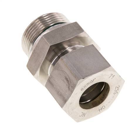 G 1 1/4'' Male x 25S Stainless steel Straight Compression Fitting with FKM Seal 400 Bar DIN 2353