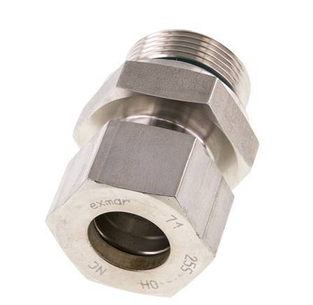 G 1 1/4'' Male x 25S Stainless steel Straight Compression Fitting with FKM Seal 400 Bar DIN 2353