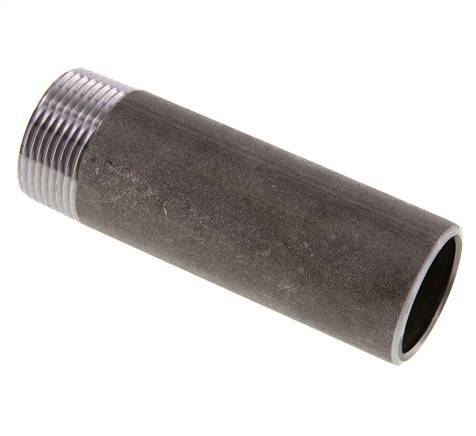 R 1 1/4'' Male x 42.4mm Steel Pipe Nipple with Welding End 50 Bar DIN 2982 - 120mm
