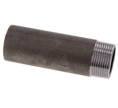 R 1 1/4'' Male x 42.4mm Steel Pipe Nipple with Welding End 50 Bar DIN 2982 - 120mm