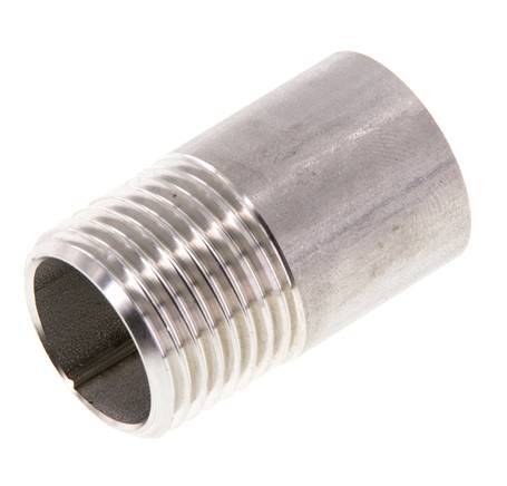 R 1/2'' Male x 21.3mm Stainless steel Pipe Nipple with Welding End 20 Bar DIN 2982 - 35mm