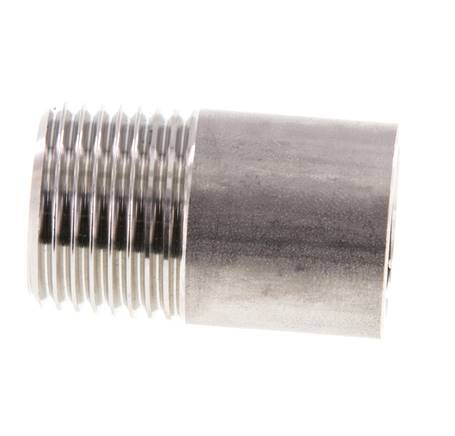 R 1/2'' Male x 21.3mm Stainless steel Pipe Nipple with Welding End 20 Bar DIN 2982 - 35mm
