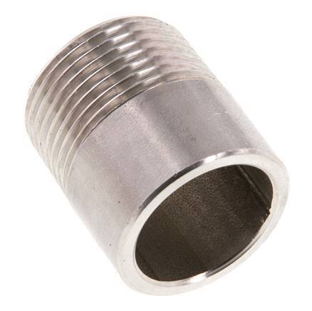 R 3/4'' Male x 26.9mm Stainless steel Pipe Nipple with Welding End 20 Bar DIN 2982 - 30mm