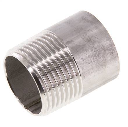 R 1'' Male x 33.7mm Stainless steel Pipe Nipple with Welding End 20 Bar DIN 2982 - 40mm