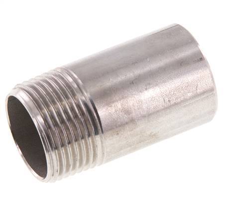 R 1'' Male x 33.7mm Stainless steel Pipe Nipple with Welding End 20 Bar DIN 2982 - 60mm