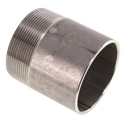 R 2 1/2'' Male x 76.1mm Stainless steel Pipe Nipple with Welding End 20 Bar DIN 2982 - 80mm