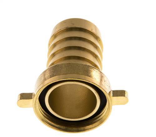 G 1 1/4'' x 32mm Brass Hose barb with NBR Seal and Wing Nut 16 Bar