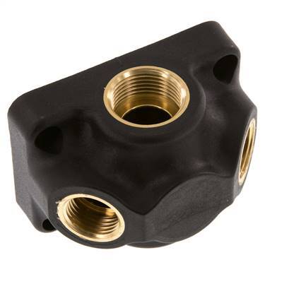 G 3/4'' x G 1/2'' Brass Wall Mounted 3-way Air Junction without through-hole 15 Bar
