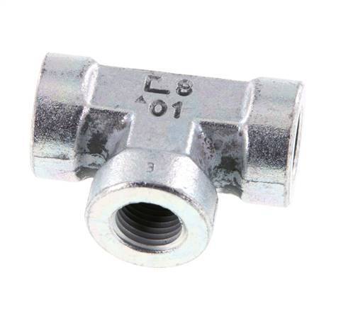 G 1/4'' Zinc plated Steel Tee 350 Bar - Hydraulic