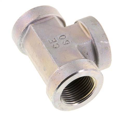 G 1'' Zinc plated Steel Tee 160 Bar - Hydraulic