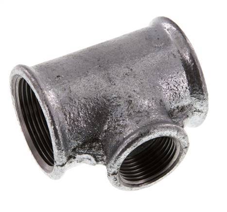 Rp 1 1/2'' x Rp 1'' Zinc plated Cast iron Tee 25 Bar