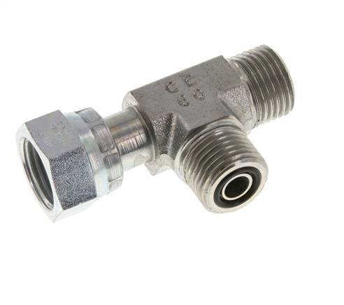 UN 11/16''-16 F/M Zinc plated Steel Tee ORFS with union nut 630 Bar - Hydraulic