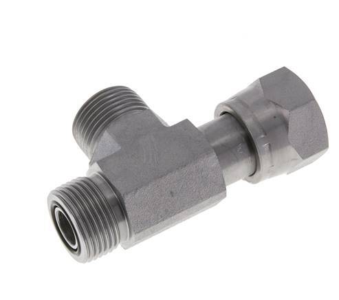 UNS 1''-14 F/M Zinc plated Steel Tee ORFS with union nut 400 Bar - Hydraulic