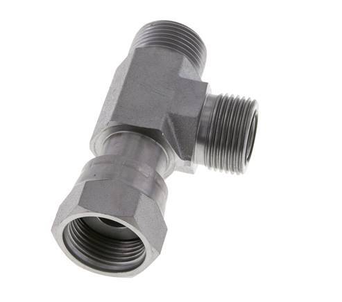 UNS 1''-14 F/M Zinc plated Steel Tee ORFS with union nut 400 Bar - Hydraulic