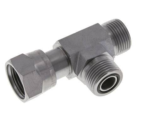 UNS 1''-14 F/M Zinc plated Steel Tee ORFS with union nut 400 Bar - Hydraulic