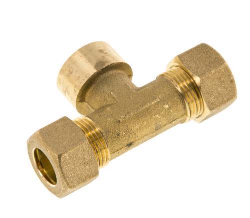G 1/2'' x 14mm Brass Tee Compression Fitting 89 Bar DIN EN 1254-2
