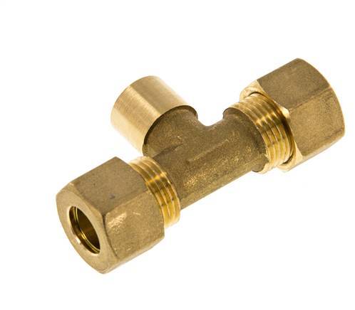 G 1/4'' x 12mm Brass Tee Compression Fitting 75 Bar DIN EN 1254-2
