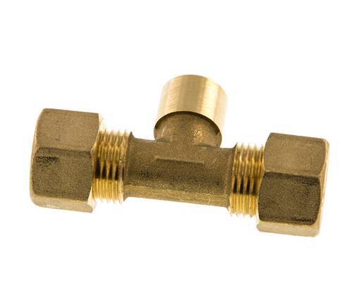 G 1/4'' x 12mm Brass Tee Compression Fitting 75 Bar DIN EN 1254-2