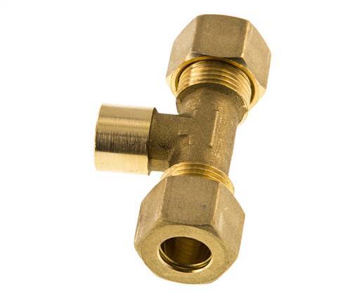 G 1/4'' x 12mm Brass Tee Compression Fitting 75 Bar DIN EN 1254-2