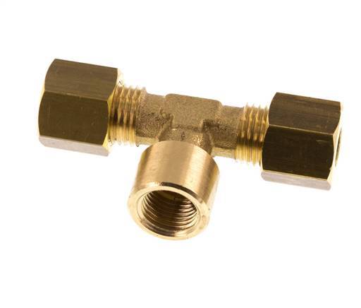 G 1/8'' x 6mm Brass Tee Compression Fitting 150 Bar DIN EN 1254-2