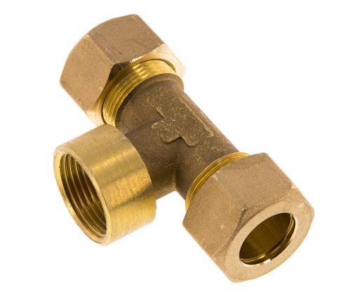 G 3/4'' x 18mm Brass Tee Compression Fitting 67 Bar DIN EN 1254-2