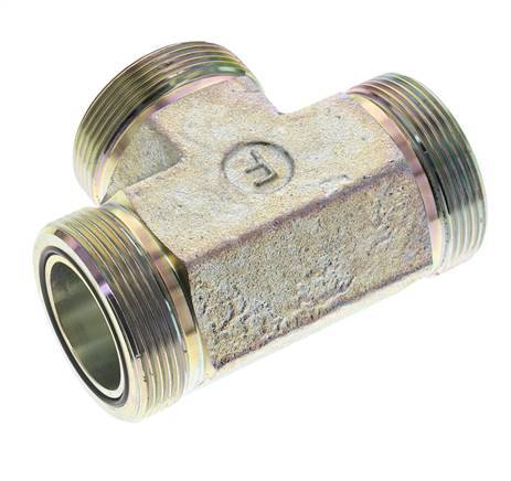 UN 2''-12 Male Zinc plated Steel Tee ORFS 250 Bar - Hydraulic