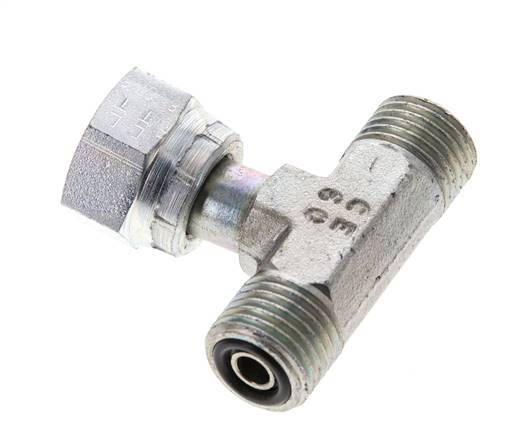 UNF 9/16''-18 M/F Zinc plated Steel Tee ORFS with union nut 630 Bar - Hydraulic