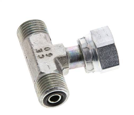 UNF 9/16''-18 M/F Zinc plated Steel Tee ORFS with union nut 630 Bar - Hydraulic