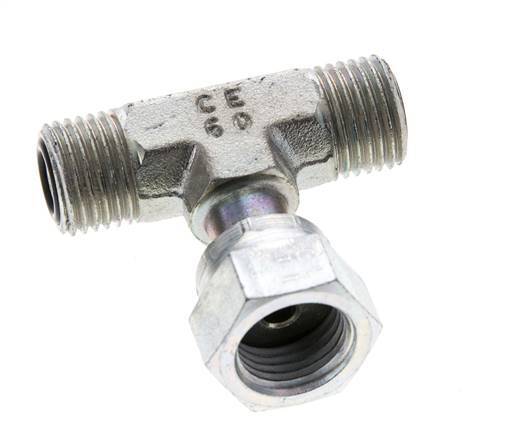 UNF 9/16''-18 M/F Zinc plated Steel Tee ORFS with union nut 630 Bar - Hydraulic