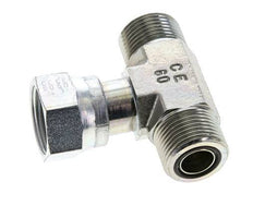 UNS 1''-14 M/F Zinc plated Steel Tee ORFS with union nut 400 Bar - Hydraulic