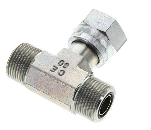 UNS 1''-14 M/F Zinc plated Steel Tee ORFS with union nut 400 Bar - Hydraulic