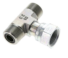 UNS 1''-14 M/F Zinc plated Steel Tee ORFS with union nut 400 Bar - Hydraulic
