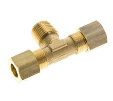 R 1/4'' Male x 8mm Brass Tee Compression Fitting 135 Bar DIN EN 1254-2