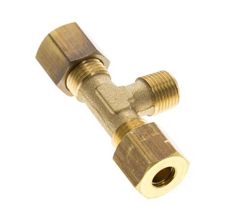 R 1/8'' Male x 6mm Brass Tee Compression Fitting 150 Bar DIN EN 1254-2