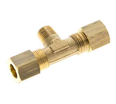 R 1/8'' Male x 8mm Brass Tee Compression Fitting 135 Bar DIN EN 1254-2