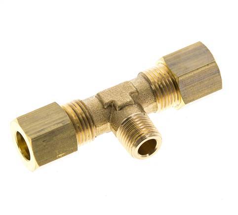 R 1/8'' Male x 8mm Brass Tee Compression Fitting 135 Bar DIN EN 1254-2