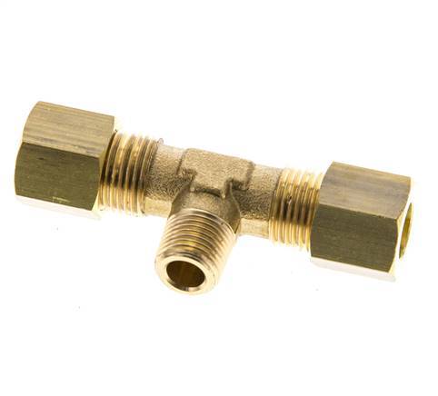 R 1/8'' Male x 8mm Brass Tee Compression Fitting 135 Bar DIN EN 1254-2