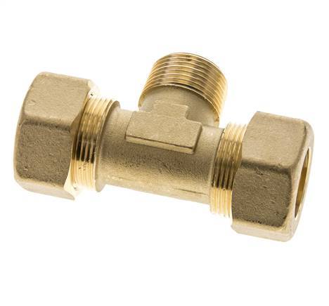 R 3/4'' Male x 22mm Brass Tee Compression Fitting 54 Bar DIN EN 1254-2